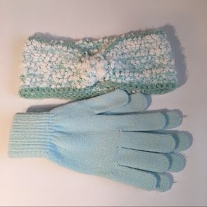 Set of Aqua Colored Head Wrap and Gloves!!!